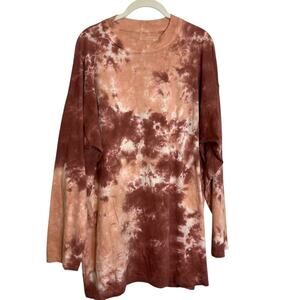 Free People We The Free Tie Dye Long Sleeve Tee Large Cabernet Combo Oversized